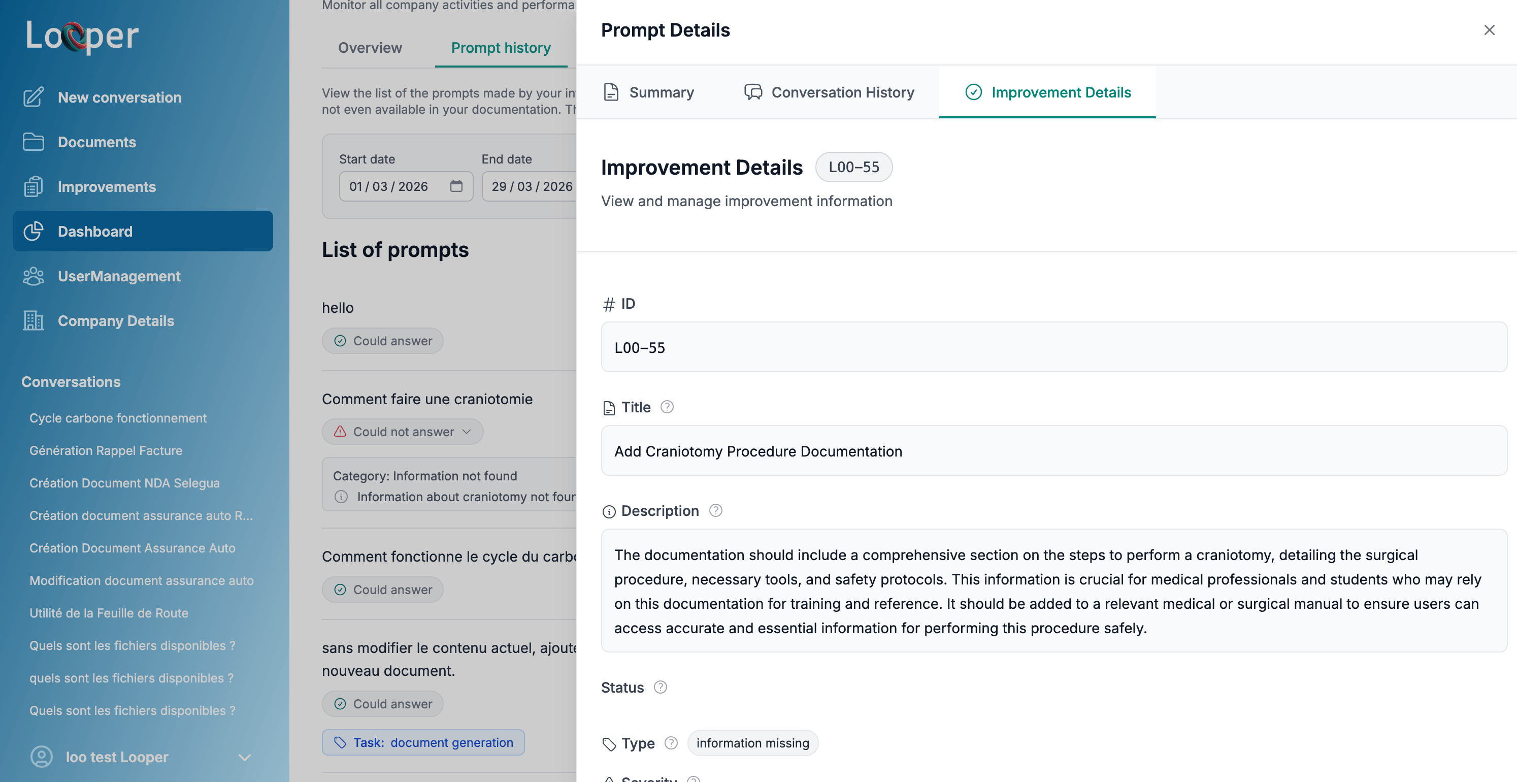 Looper-ai Document Architect platform interface